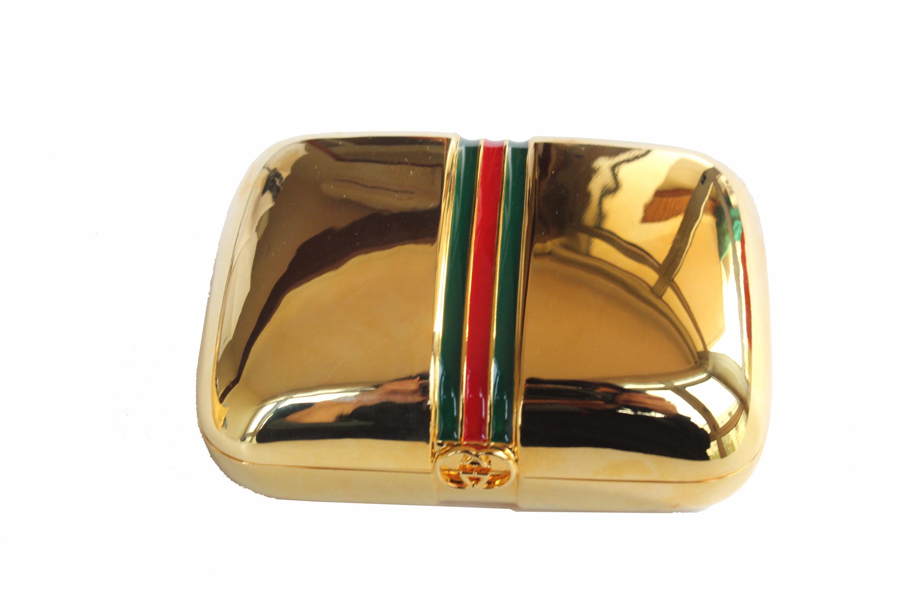 小物入れ Old Gucci Vintage Jewelry Case Pill Box Gucci 18K Gold Blue & White Guilloché Enamel Diamond Pill Box