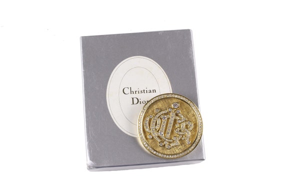 CHRISTIAN DIOR Rhinestones Logo Circular Vintage … - image 3