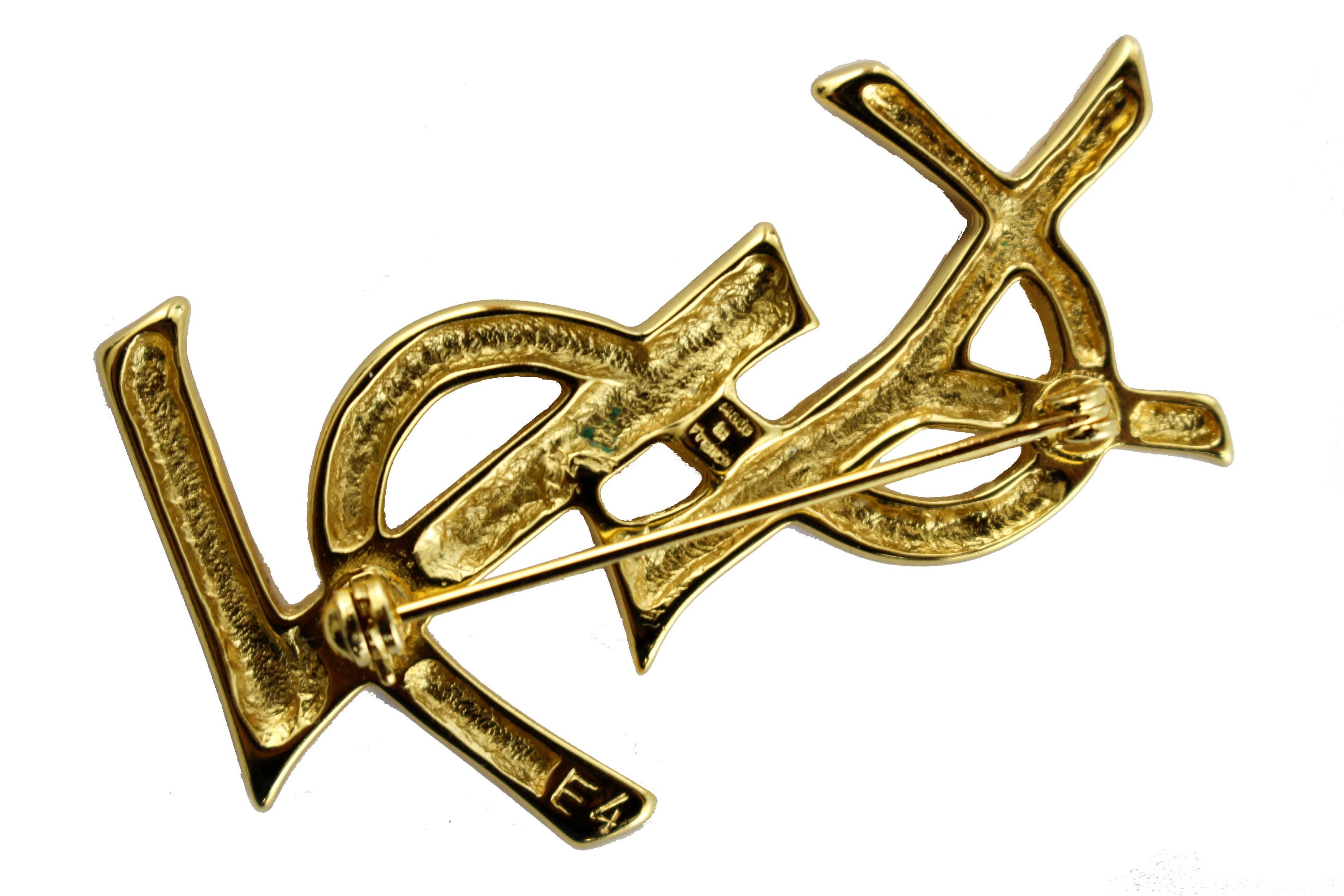 SOLD OUT】YSL Yves Saint Laurent Vintage Gold Tone Logo Brooch Pin Rhi –  Bujor Japan