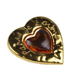 YVES SAINT LAURENT &quot;París Je T&#39;aime&quot; Pink Heart Brooch