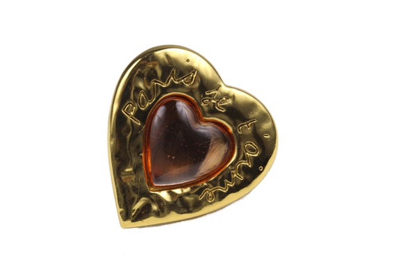Pendentif Cœur Paris 'je T'aime' Yves Saint Laurent - Métal Doré Avec Verre - D'occasion Avec Pochette