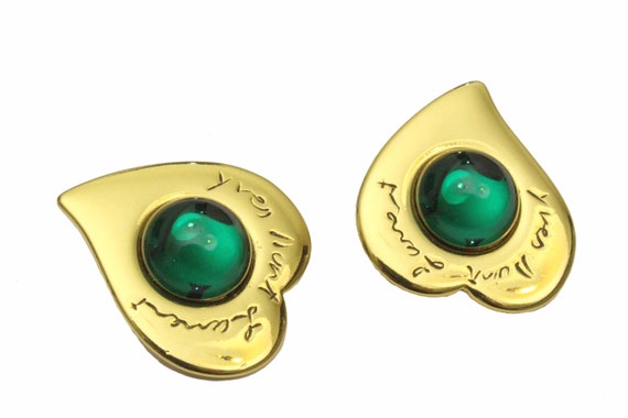 YVES SAINT LAURENT Vintage Heart Cabochons Earring
