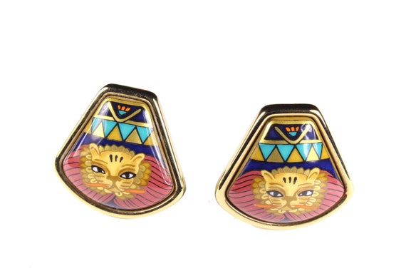 HERMÈS Vintage Cloisonne Enamel Earrings - image 7