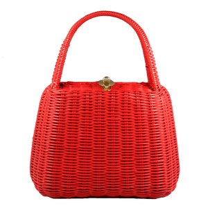 LESCO Vintage Red Plastic Wicker Bag - Etsy
