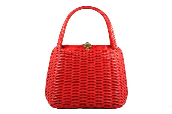 LESCO Vintage Red Plastic Wicker Bag | Etsy