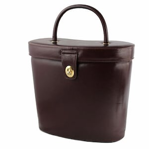 Vintage 80s Brown Leather Lunchbox Bag