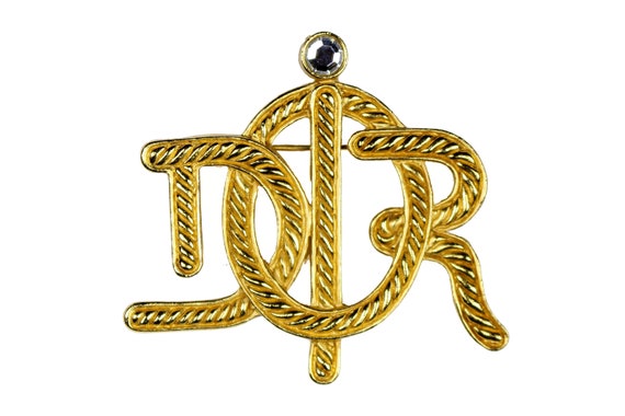 Absoluut veerboot Mijnwerker CHRISTIAN DIOR Gold Plated Logo Vintage Rope Brooch - Etsy