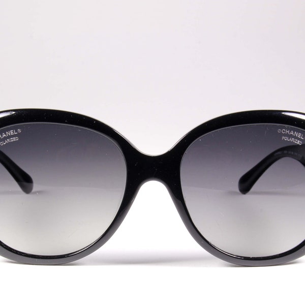 CHANEL Vintage Polarized Sunglasses Black Velvet Temples