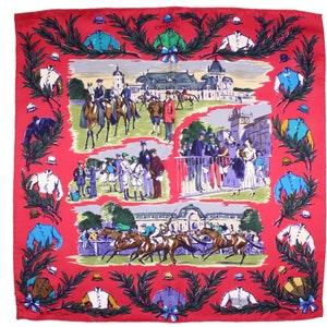 Vintage HERMÈS gavroche “Chantilly” by Maurice De Taquoy, pocket square 16&quot;