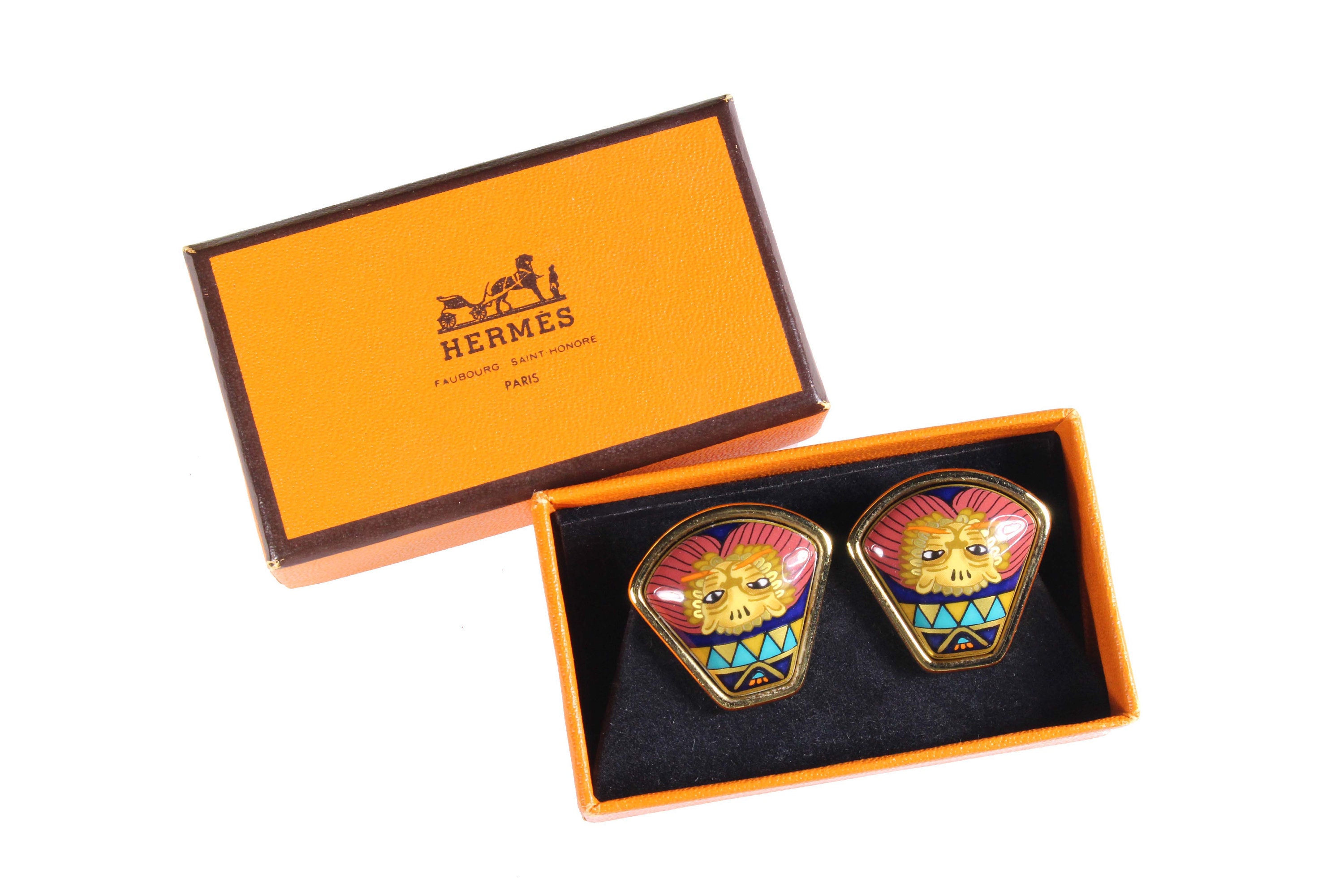 Auth Hermes Cloisonne Earrings #300956H20B HERMÈS cloisonne enamel earrings – Vintage Carwen main image 3
