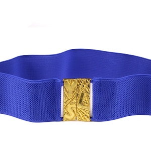 YVES SAINT LAURENT Vintage Blue Elastic Logo Belt