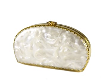 Kleine Vintage Marmor Weiße Acryl Clutch