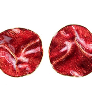 YVES SAINT LAURENT Rive Gauche Wrinkled Red Enamel Earrings