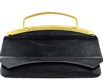 Black velvet CHIMAS handbag with metal handles