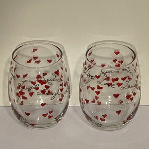 Live Love Laugh - Set of 2 - Hand Painted Glasses