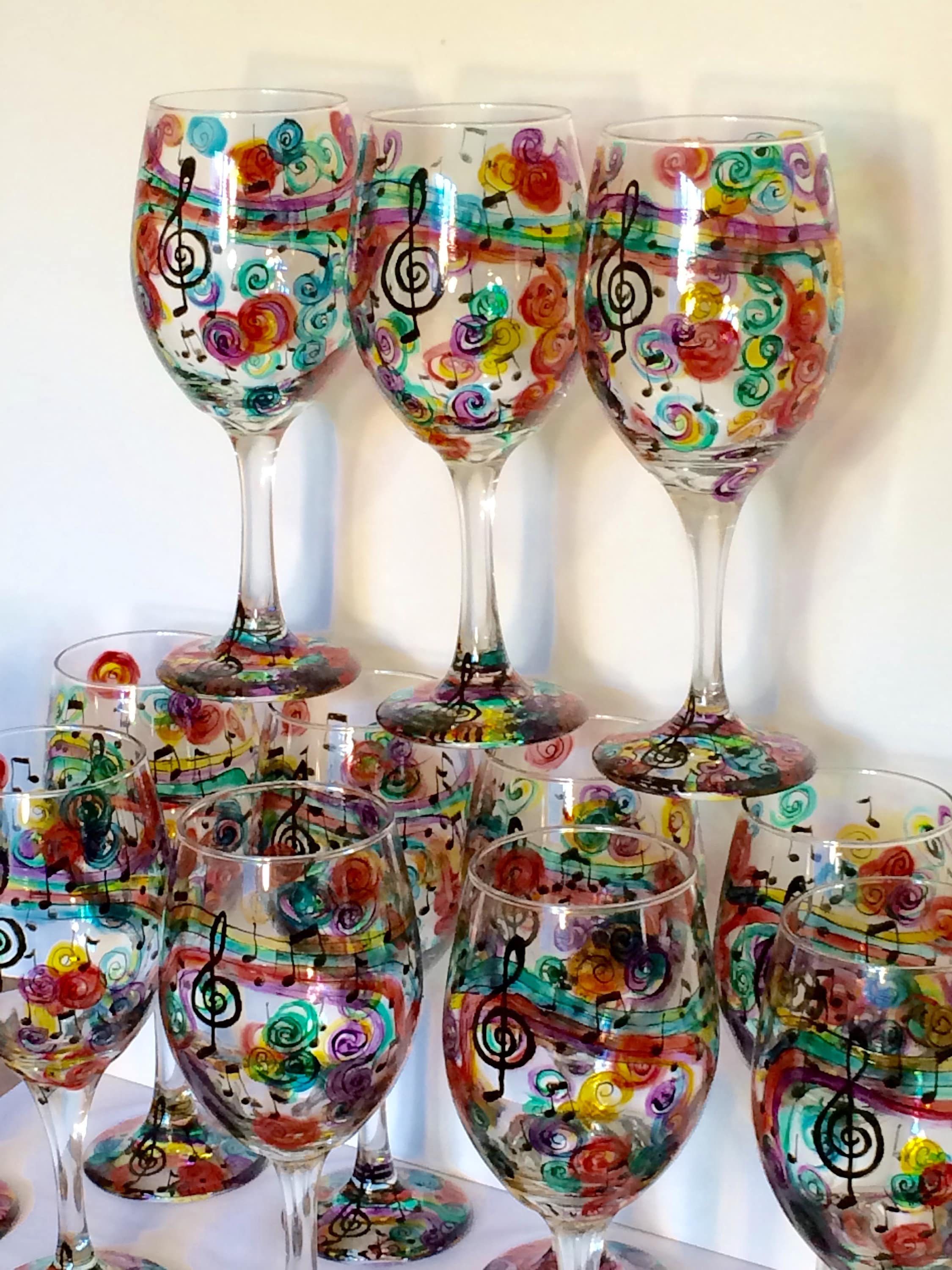 Music Note Wine Glasses Set of 2 Etsy