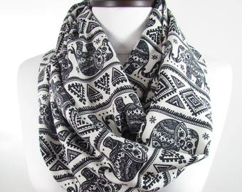 Elephant Scarf Travel Gift Tribal Scarf Clothing Gift Infinity Scarf Gift For Women Gift For Traveler Gift For Her Gift For Women