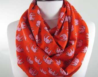 Elephant Scarf Women Animal Print Infinity Scarf Red Scarf fall accessories Christmas Gift For Her Gift For Women