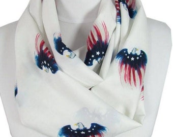 American Eagle Scarf Women Patriotic Scarf July 4th of July Gift Independence Day Infinity Scarf Gift For Her