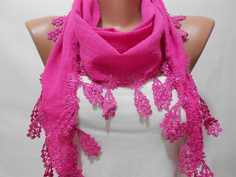 Hot Pink Linen Scarf Women Fuchsia Scarf Sale Anniversary Gift Etsy