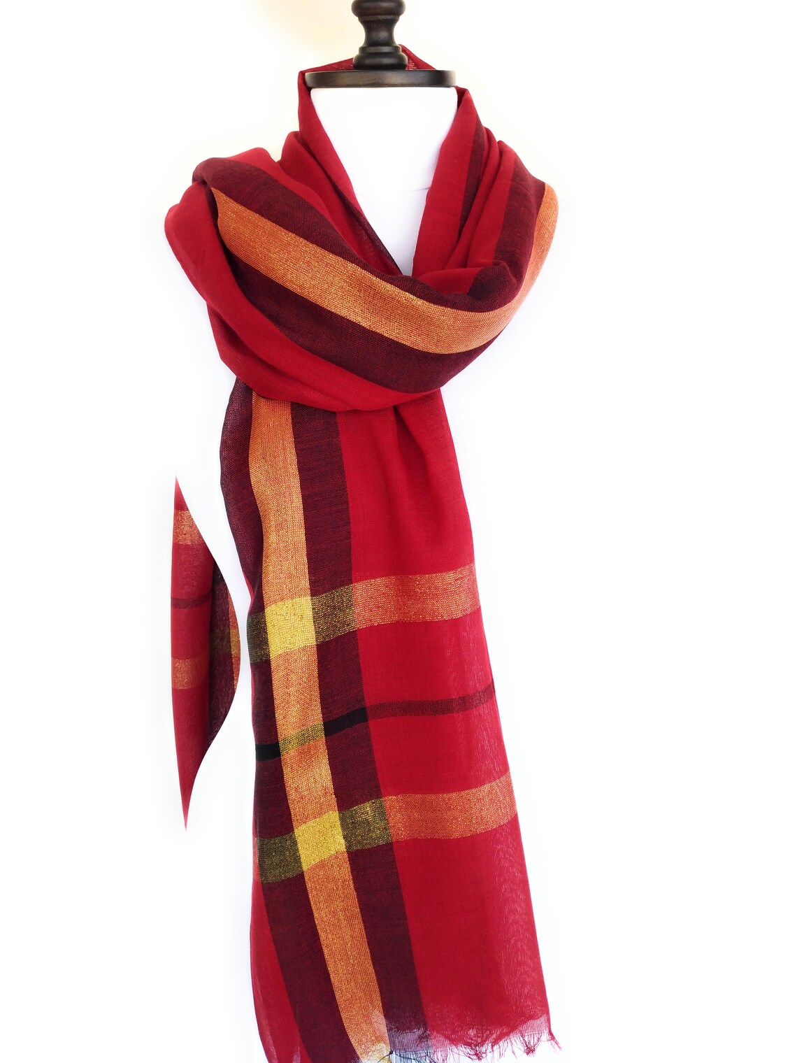 Red Plaid Scarf Women Sparkle Scarf Shawl Valentines Day Gift Etsy