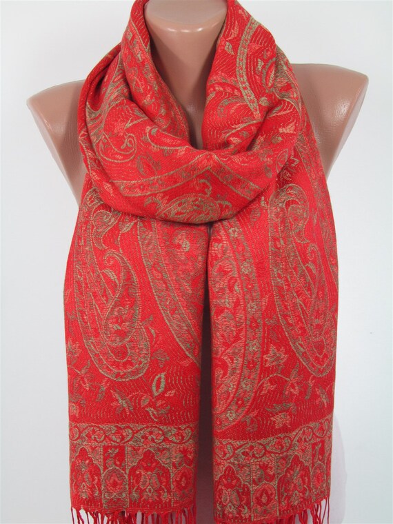 red pashmina shawl