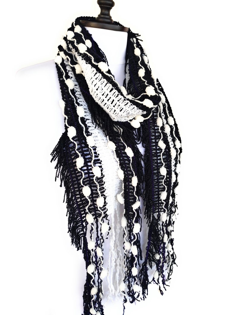 Pom Pom Scarf Women Winter Scarf Sale Anniversary Gift for Her Etsy