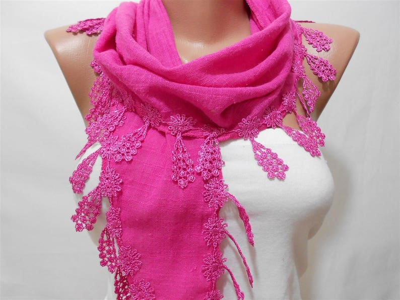Hot Pink Linen Scarf Women Fuchsia Scarf Sale Anniversary Gift Etsy