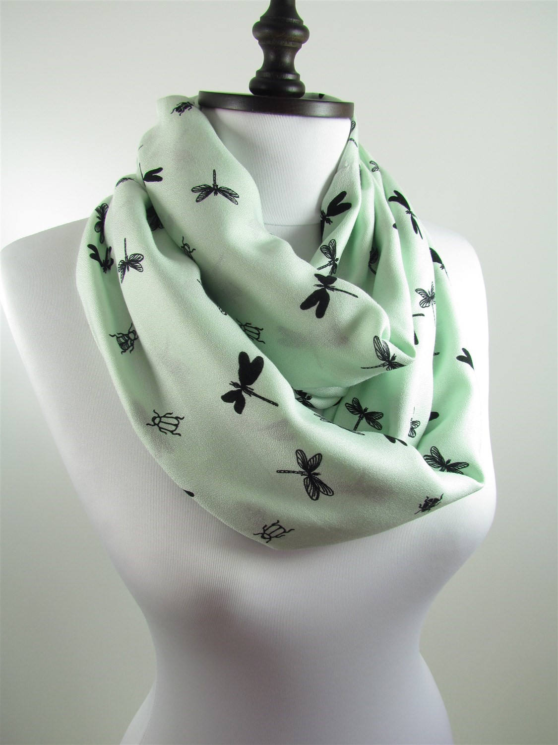 Fairytale Gift Dragonfly Scarf Infinity Scarf Pale Green