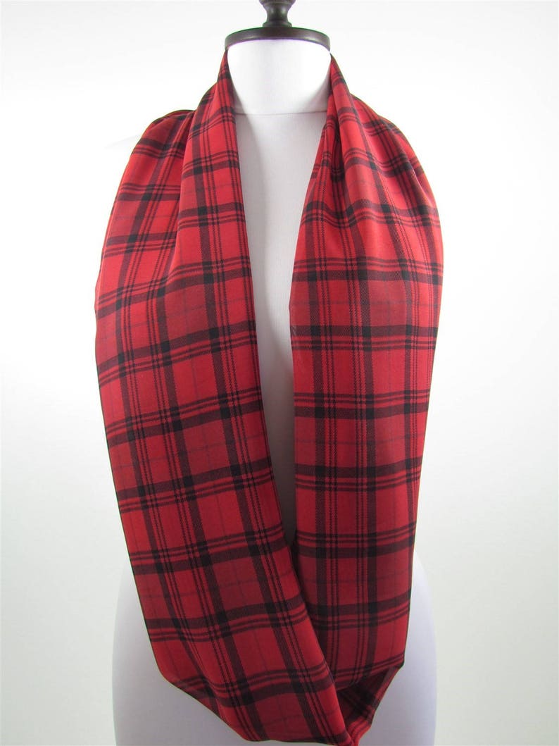 Womens Red Plaid Scarf Women Plaid Scarf Infinity Scarf Etsy