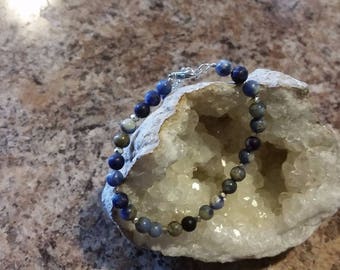 Blue and Silver Beaded Link Bracelet