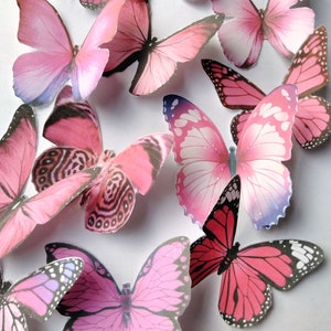 Edible Butterflies Cake Topper, Light and Dark Pink Mix Edible Butterflies DIY Cake Decor, Edible Cake Decorations, Cupcake Toppers Wedding