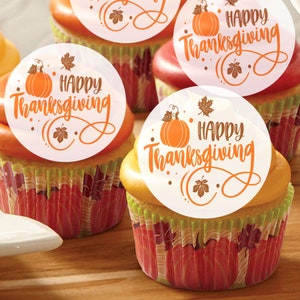 Edible Thanksgiving Cake Decorations, Happy Thanksgiving, Cupcake Cake Pie Toppers, Edible Cake Decorations Fall Decorations Holiday Cake