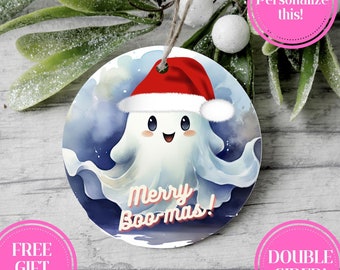 Leuk kerstspookornament voor Halloween-liefhebbers Gepersonaliseerd ornament kerstcadeau familie, dubbelzijdige metalen aandenken
