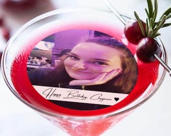 Custom Photo Party Drink Toppers, Personalized Drink Toppers, Edible Drink Decor, Birthday Party Decorations, Edible Party Beverages