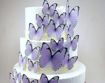 Edible Butterfly Cake Decorations Deep Purple Edible Etsy
