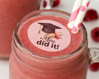 Edible Graduation Day Drink Decorations, You Did It, Cap and Diploma, Drink Toppers,  Edible Drink Decor, Holiday Party Beverages