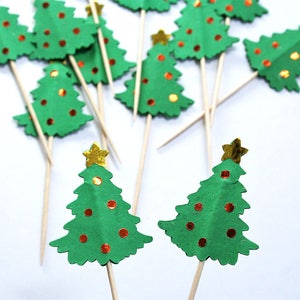 Christmas Tree Cupcake Toppers, Cake Toppers, Set of 12 Christmas Trees, Custom Party Decor, Christmas Party Decor, Winter Wedding Decor image 2