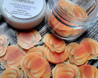 Mini Fall Pumpkins Cake Decorations, Drink Topper, Cocoa Bomb Sprinkles, Wafer Paper Sprinkles, Edible Cake Decorations, Drink Decorations