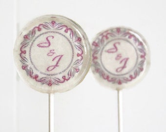 Burgundy Wedding Favor Lollipops, Set of 30 Edible Image Lollipops Custom Initials Wedding Favors Lollipops, Personalized Wedding Favors