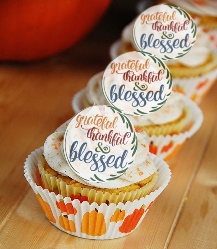 Decorazioni per cupcake del Ringraziamento: decorazioni stampabili per feste (file digitale) - Italia