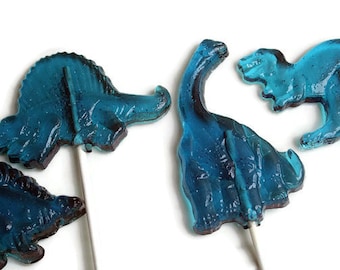 Blue Dinosaur Lollipops - Boy Baby Shower Favors  - 4 Lollipop Pack -  Cake Decorations, Blue Wedding Favors, Birthday Party Favors