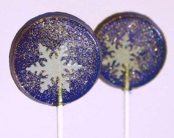 Blue Snowflakes Winter Wedding Favor Lollipops, Set of 5, Frozen Party Favor, Winter Celebration, Night Snowfall, Blue Wedding Favor