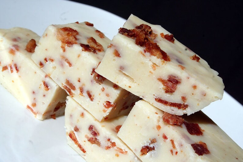 White Chocolate and Bacon Fudge 1/2 Pound About 9 Pieces, Christmas Fudge, Bacon Lovers Gift, Holiday Fudge, Christmas Candy, Bacon Gift image 3