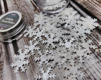 Mini eetbare glinsterende sneeuwvlokken taartdecoraties, cacaobom hagelslag, wafelpapier hagelslag, eetbare taartdecoraties, drankdecoraties