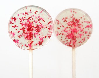 Red Pink and White Wedding Favor Lollipops, Pink Wedding Favors, 6 Lollipop Pack Valentine's Day Favors, Red Wedding Party Favors, White