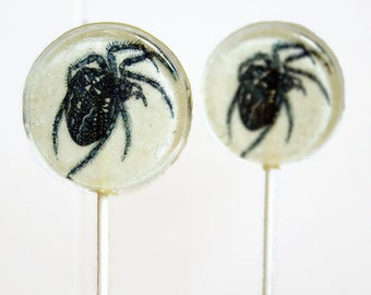 Halloween Wedding Favor Lollipops, Halloween Spider Favors Set of 6 Edible Image Lollipops, Halloween Party Favors, Creepy Spider Favors