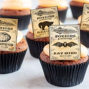 Edible Halloween Cake Decorations, Poison Bottle Labels, Cupcake and Cake Toppers,  Edible Cake Decorations, Halloween Decor, Spooky Gothic