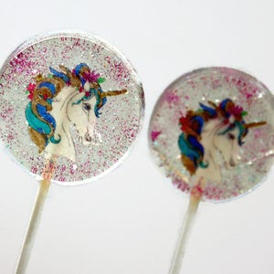 Unicorn Party Favor Lollipops, Unicorn Party Favors, 50 Edible Image Lollipops, Unicorn Childs Birthday Party Favors, Unicorn Wedding Favors image 3