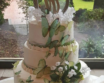 Décorations comestibles de gâteau de papillon, papillons comestibles vert clair, lot de 24 décorations de gâteau bricolage, décorations de gâteau comestibles, gâteau de mariage vert